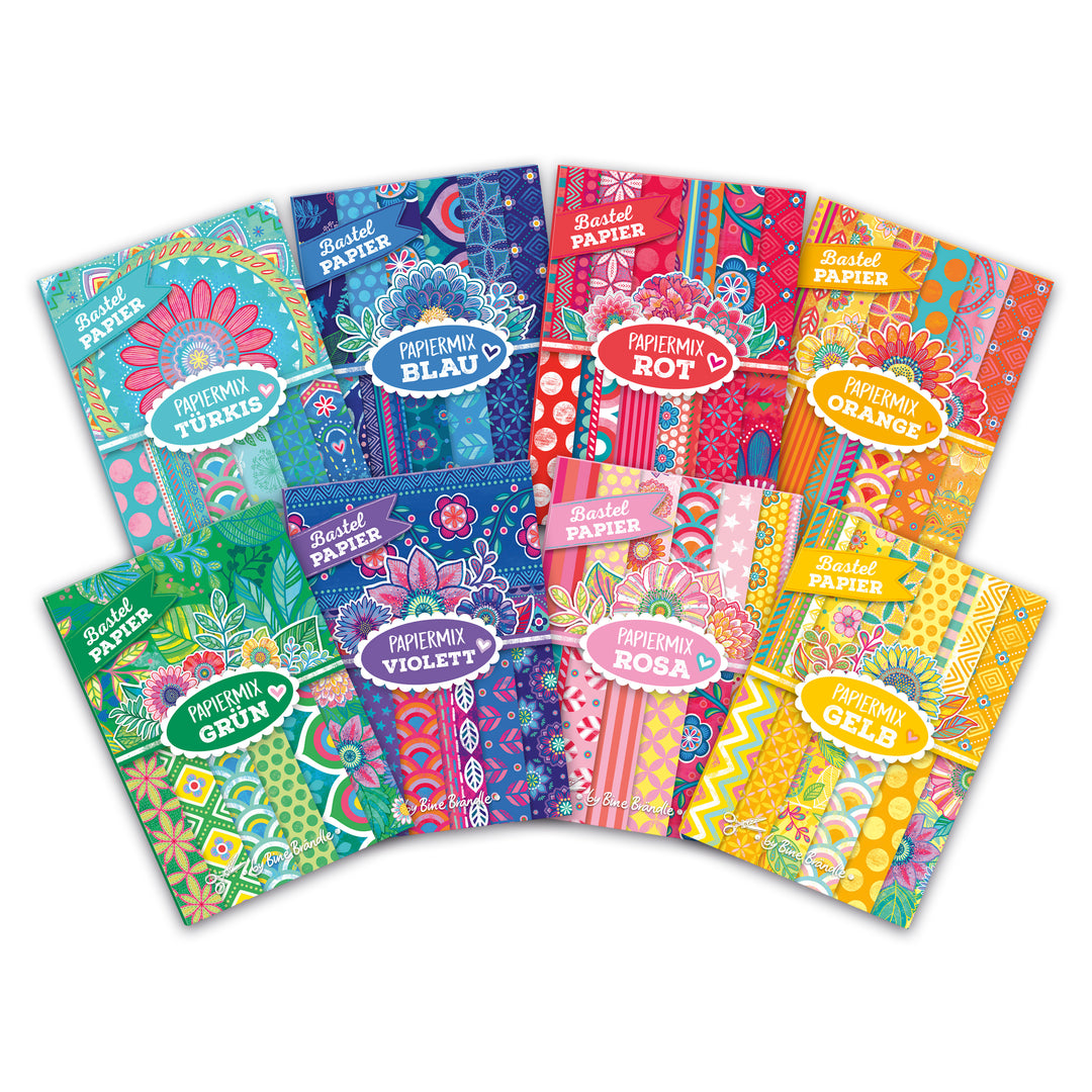 Bastel PAPIER - PAPIERMIX  - Bündel mit alle 8 Mappen