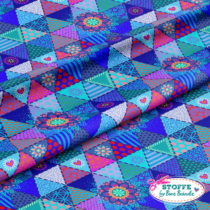 Patchwork Dreiecke dunkelblau - Stoff