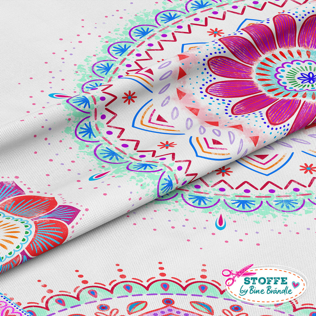 Mandalas weiß-rot – Stoff