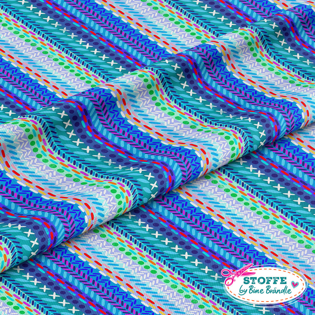 Patchwork Nähte blau - Stoff