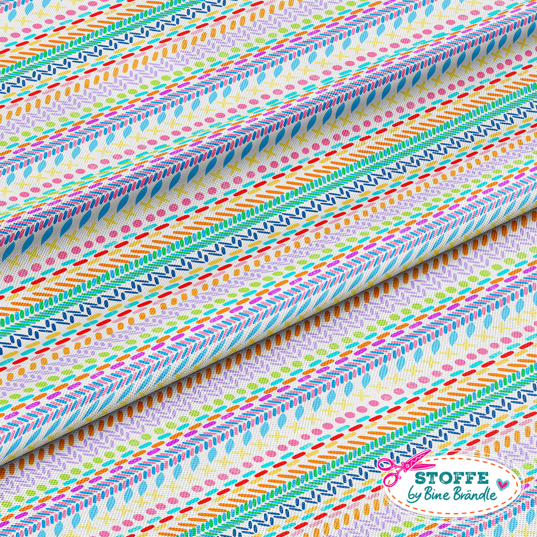 Patchwork Nähte weiß bunt - Stoff