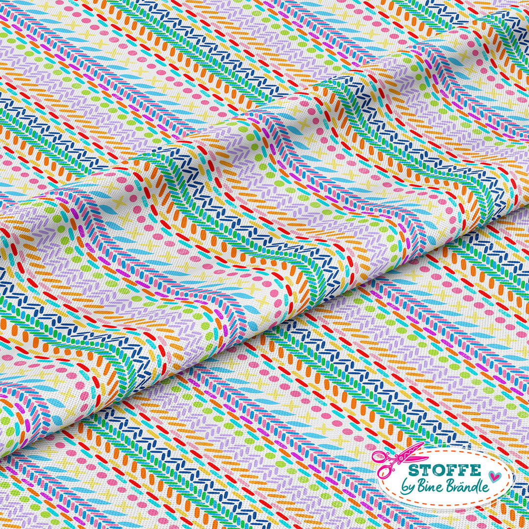 Patchwork Nähte weiß-bunt – Stoff
