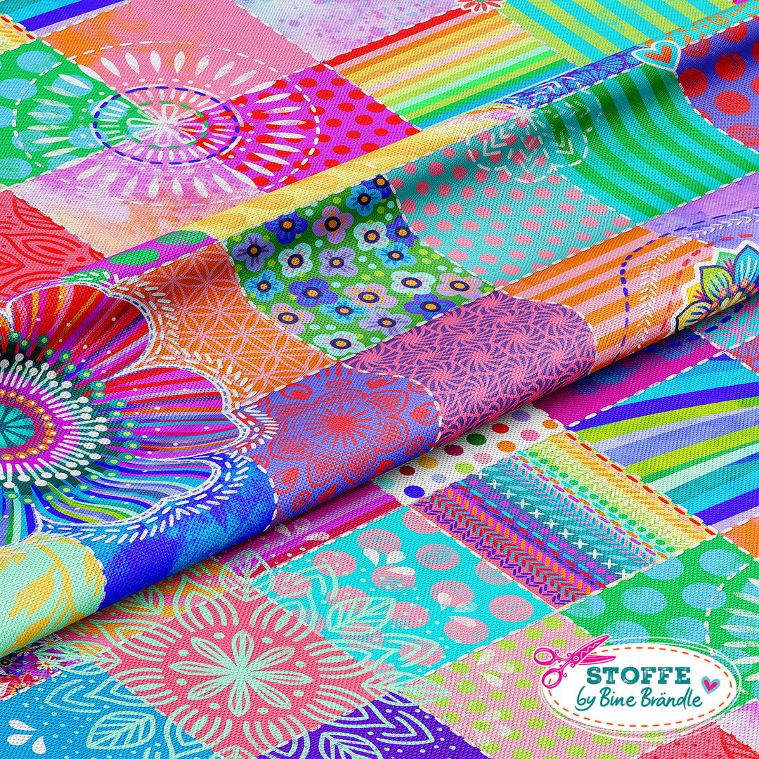 Patchwork Quadrate bunt - Stoff
