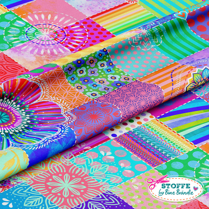 Patchwork Quadrate bunt - Stoff