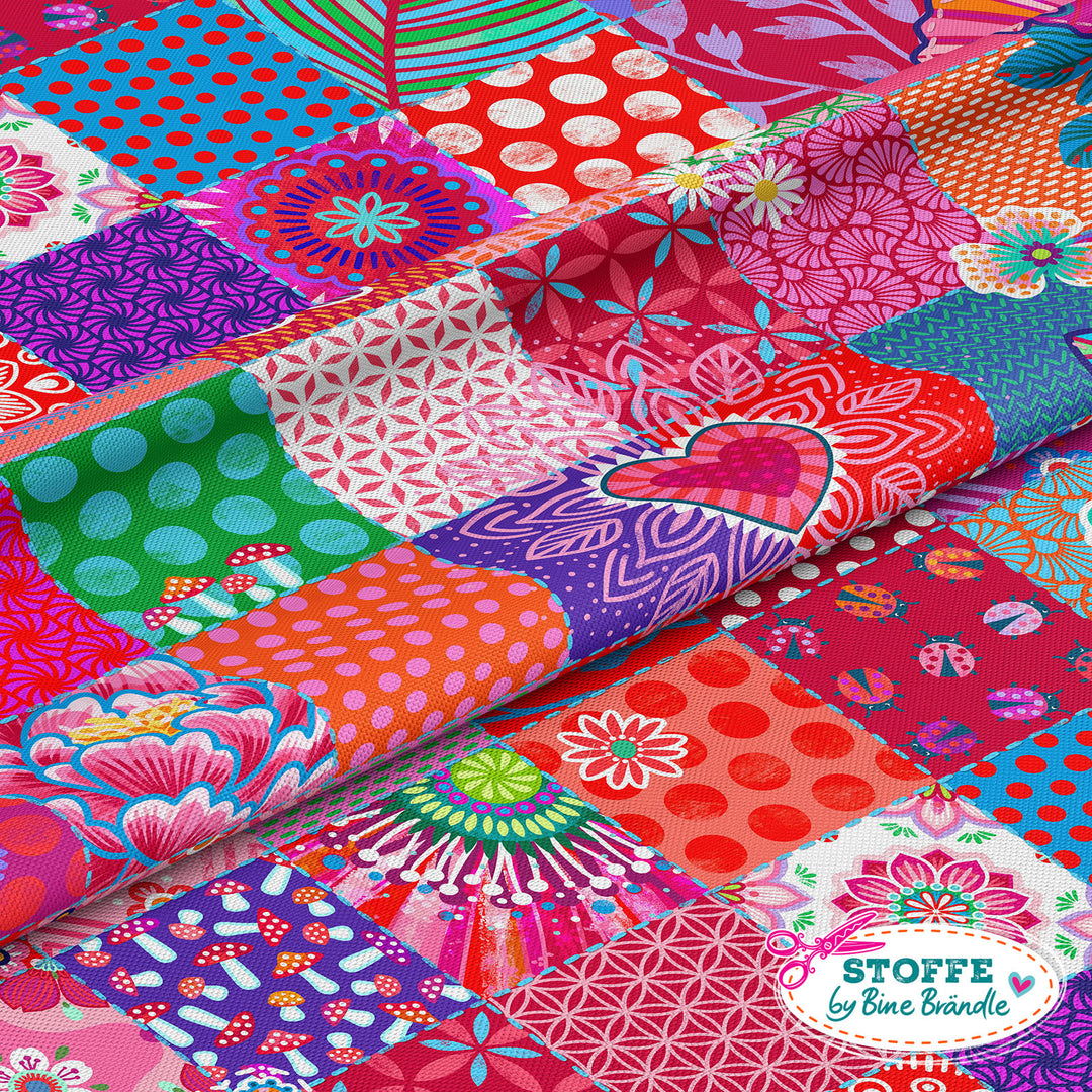 Patchwork Quadrate rot - Stoff