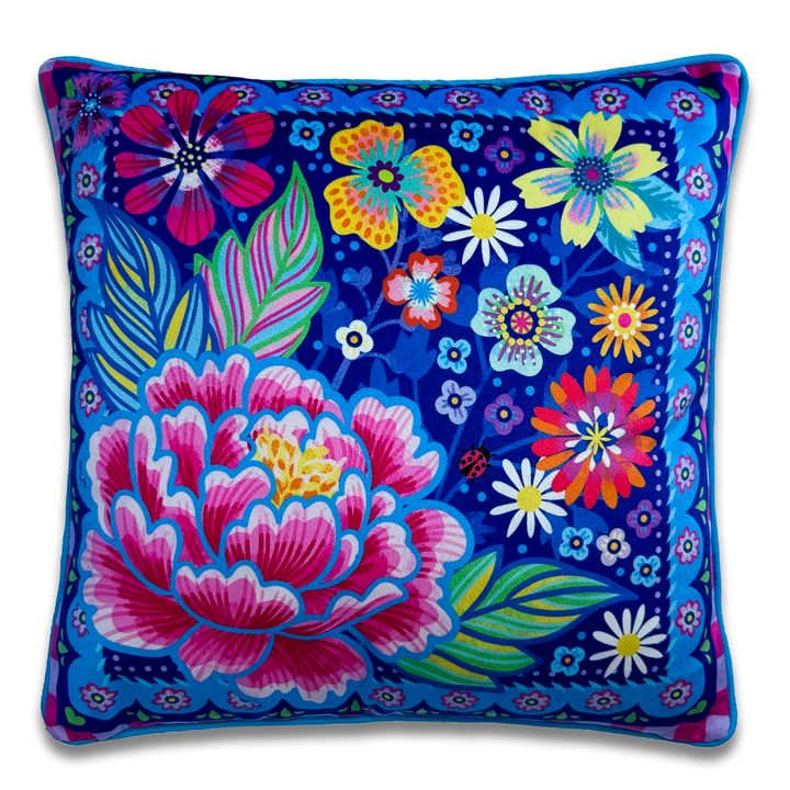Dekokissen - Blumen Zauber - Blau - 40 x 40 cm