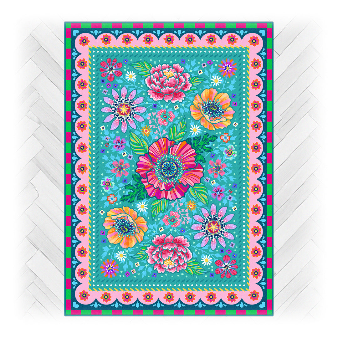 Teppich - Blumen Zauber - Türkis