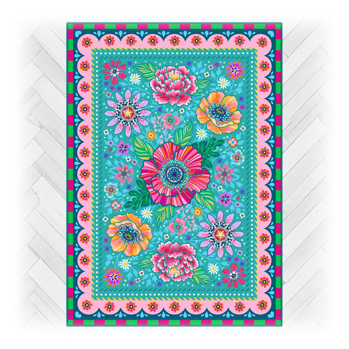 Teppich - Blumen Zauber - Türkis