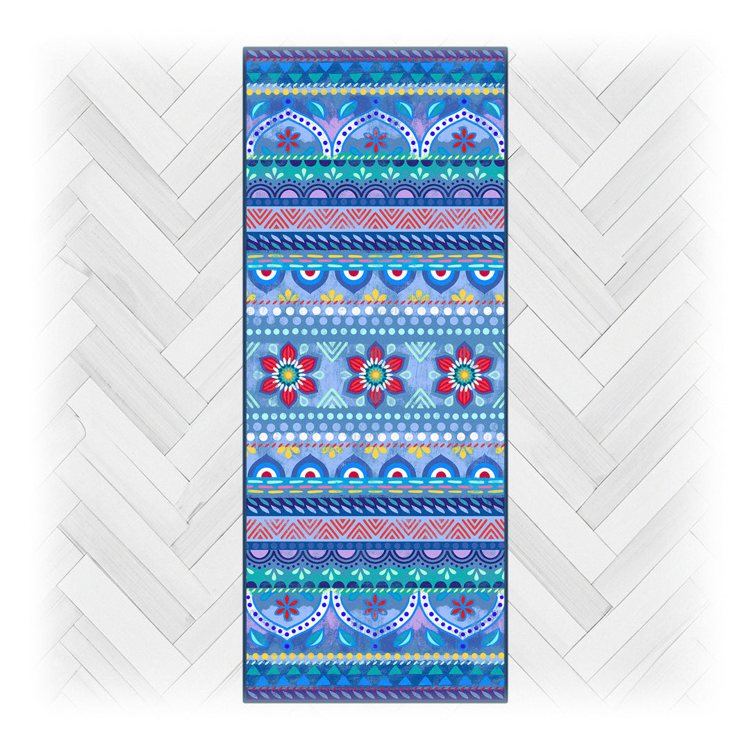 Teppich - Boho LÄUFER Blau