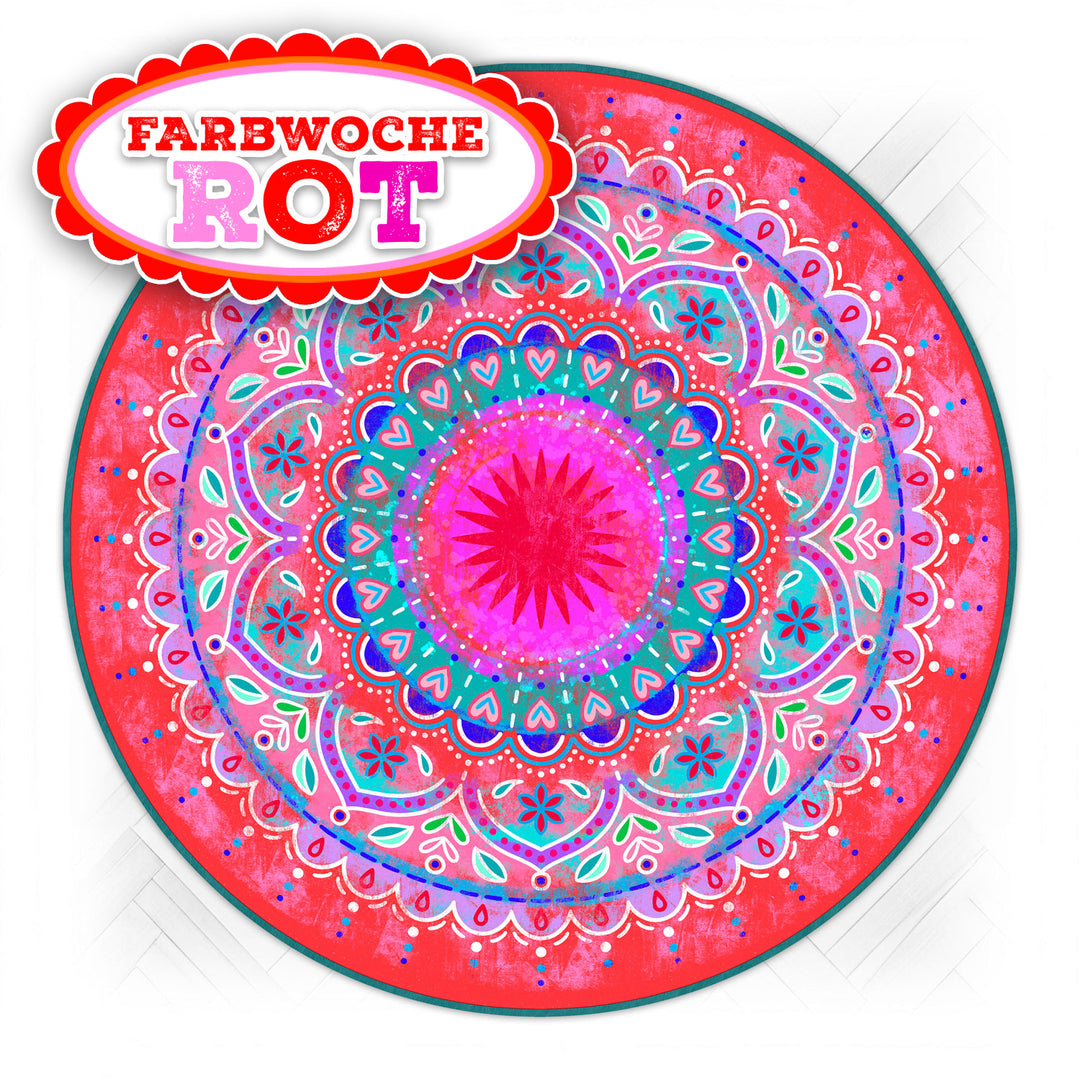 Farbwoche Rot - Teppich Rund - Mandala Rot Ø75cm