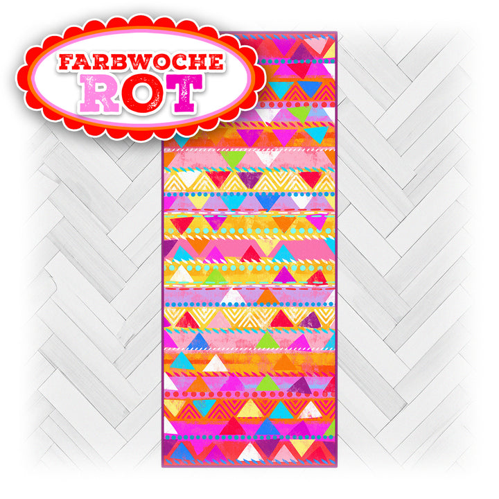 Farbwoche Rot - Teppich Läufer - Mosaik Pink - 60cm x 145cm