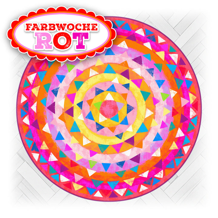 Farbwoche Rot - Teppich Rund - Mosaik Pink Ø60cm