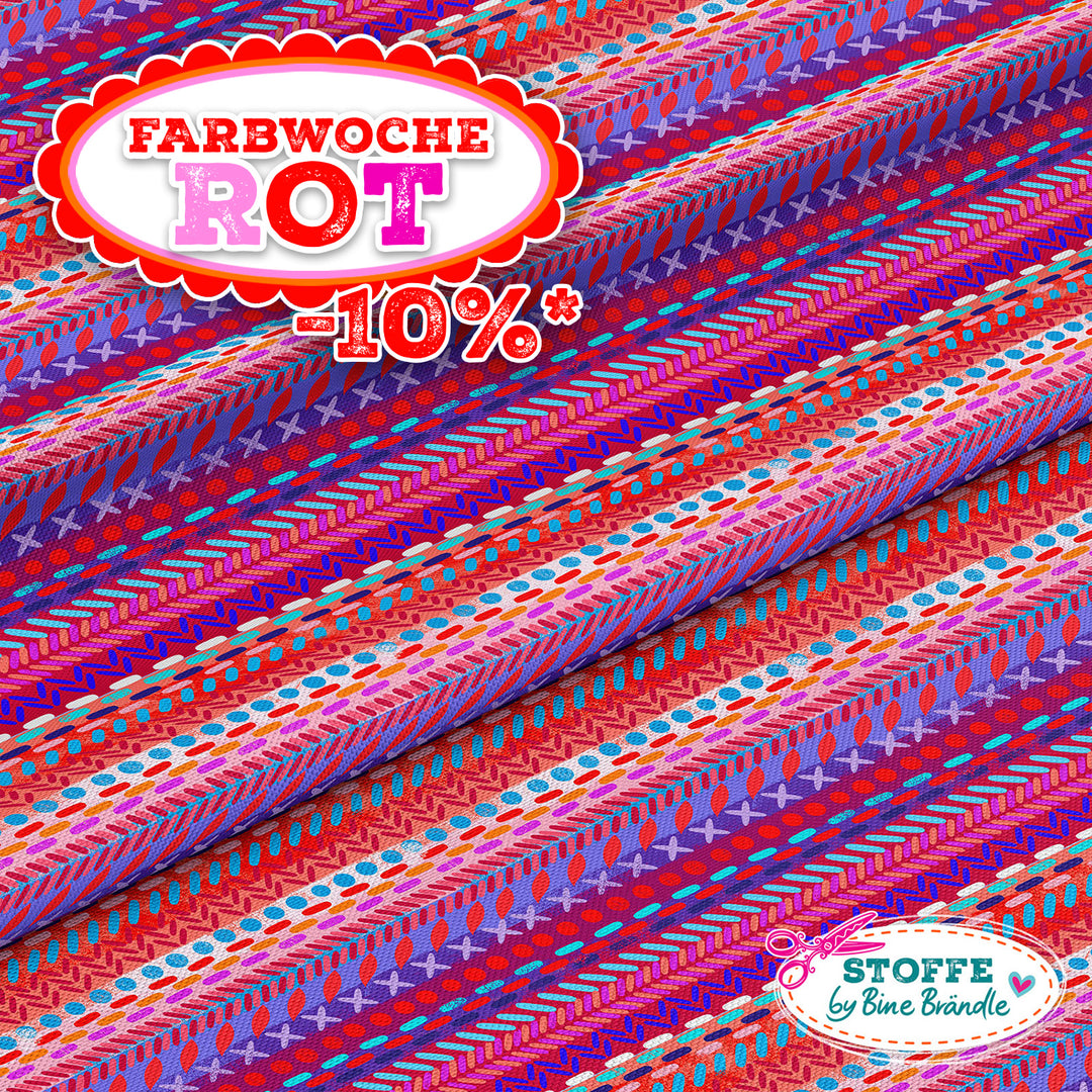 Patchwork Nähte rot - Stoff