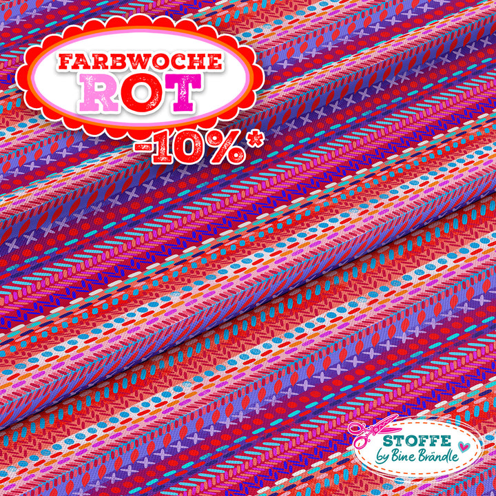 Patchwork Nähte rot - Stoff