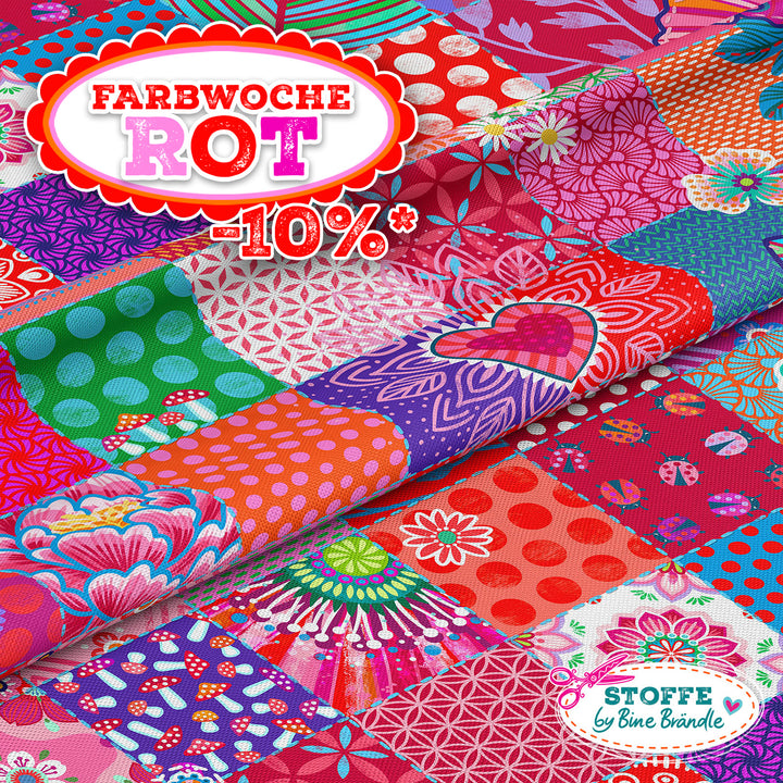 Patchwork Quadrate rot - Stoff