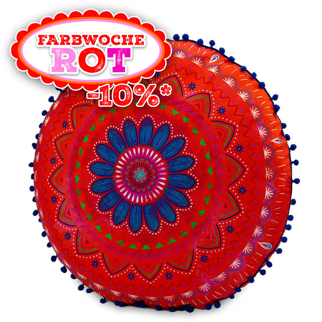 Dekokissen - Mandala Rotes Glück - 50 cm