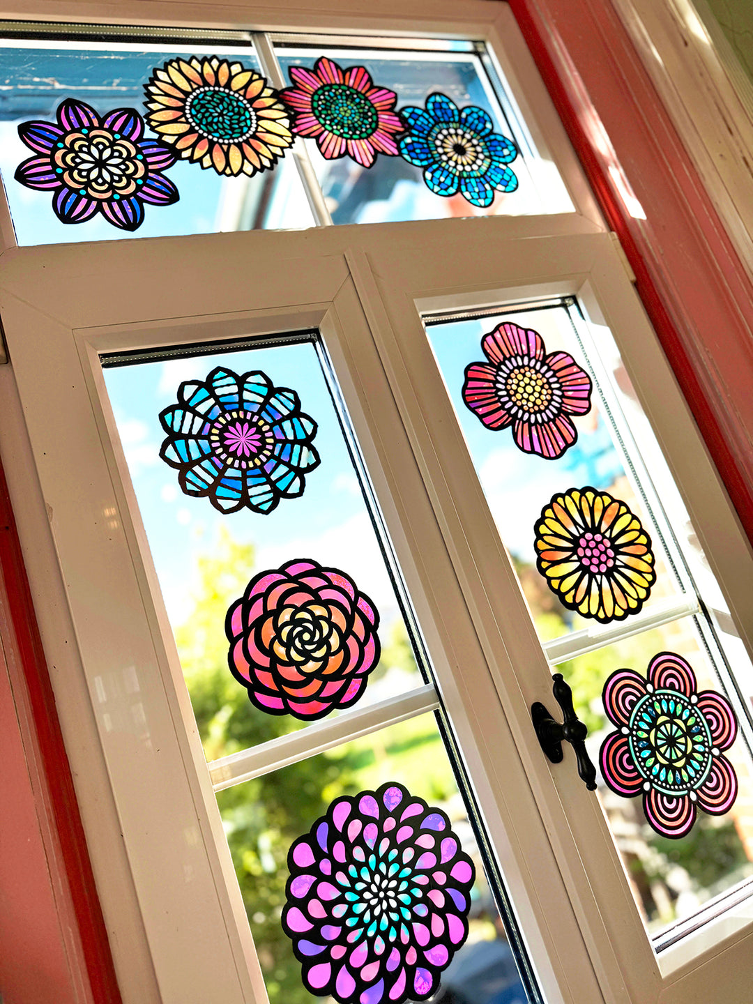 3er Bündel - Fensterfolie Stern + Blumen + Schmetterlinge