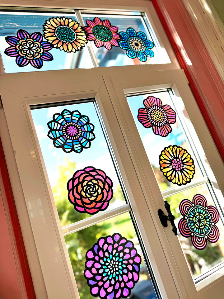 3er Bündel - Fensterfolie Stern + Blumen + Schmetterlinge