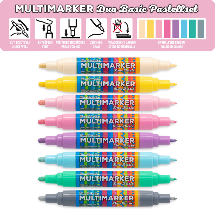 Multimarker Duo Basic Pastellset 8 Stück