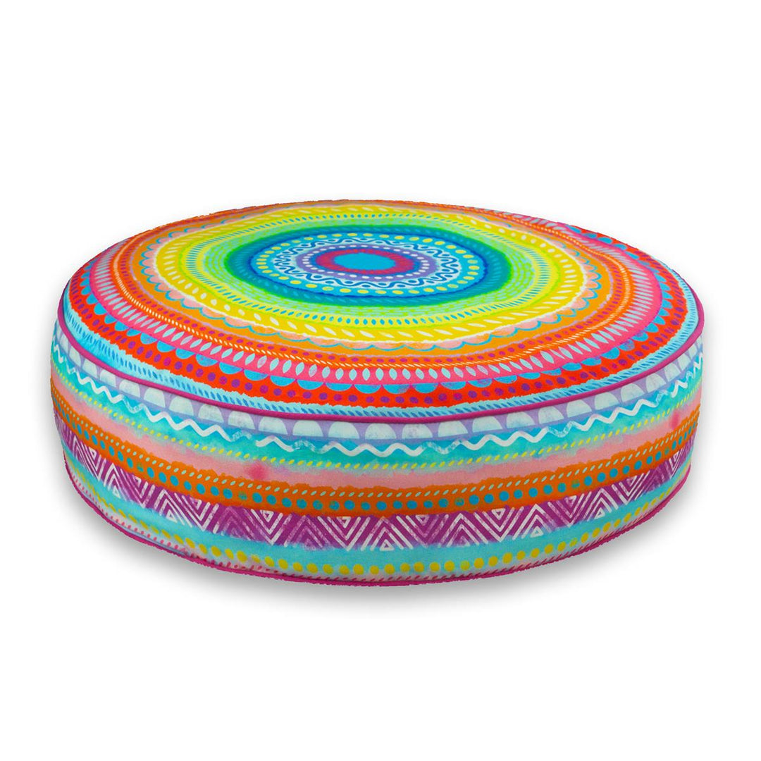 Dekokissen - Regenbogen Bunt - Ø 50 cm / 12 cm Rand