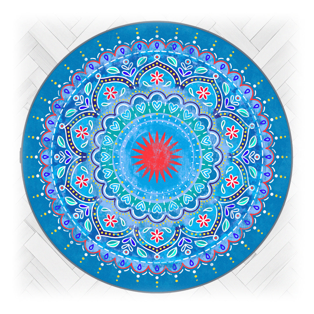 Teppich Rund - Mandala Blau