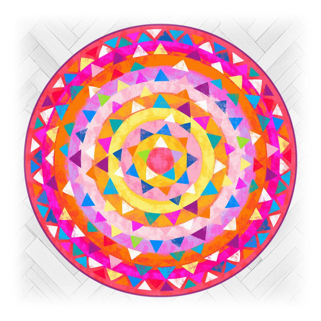 Teppich Rund - Mosaik Pink