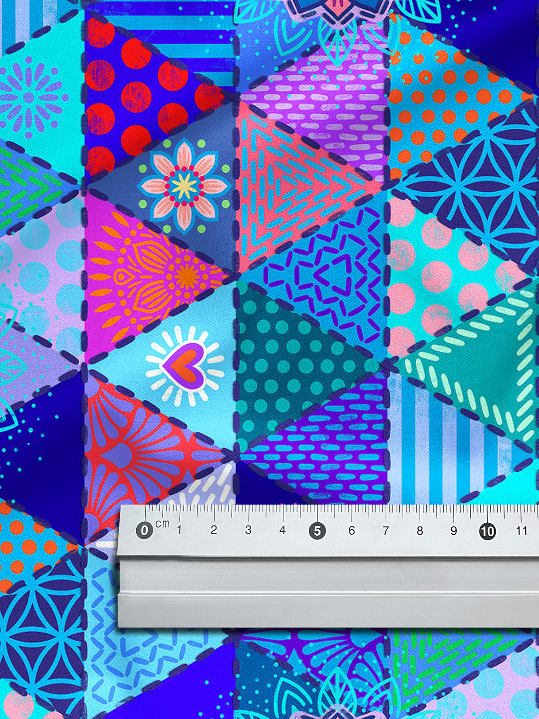 Patchwork Dreiecke dunkelblau - Stoff
