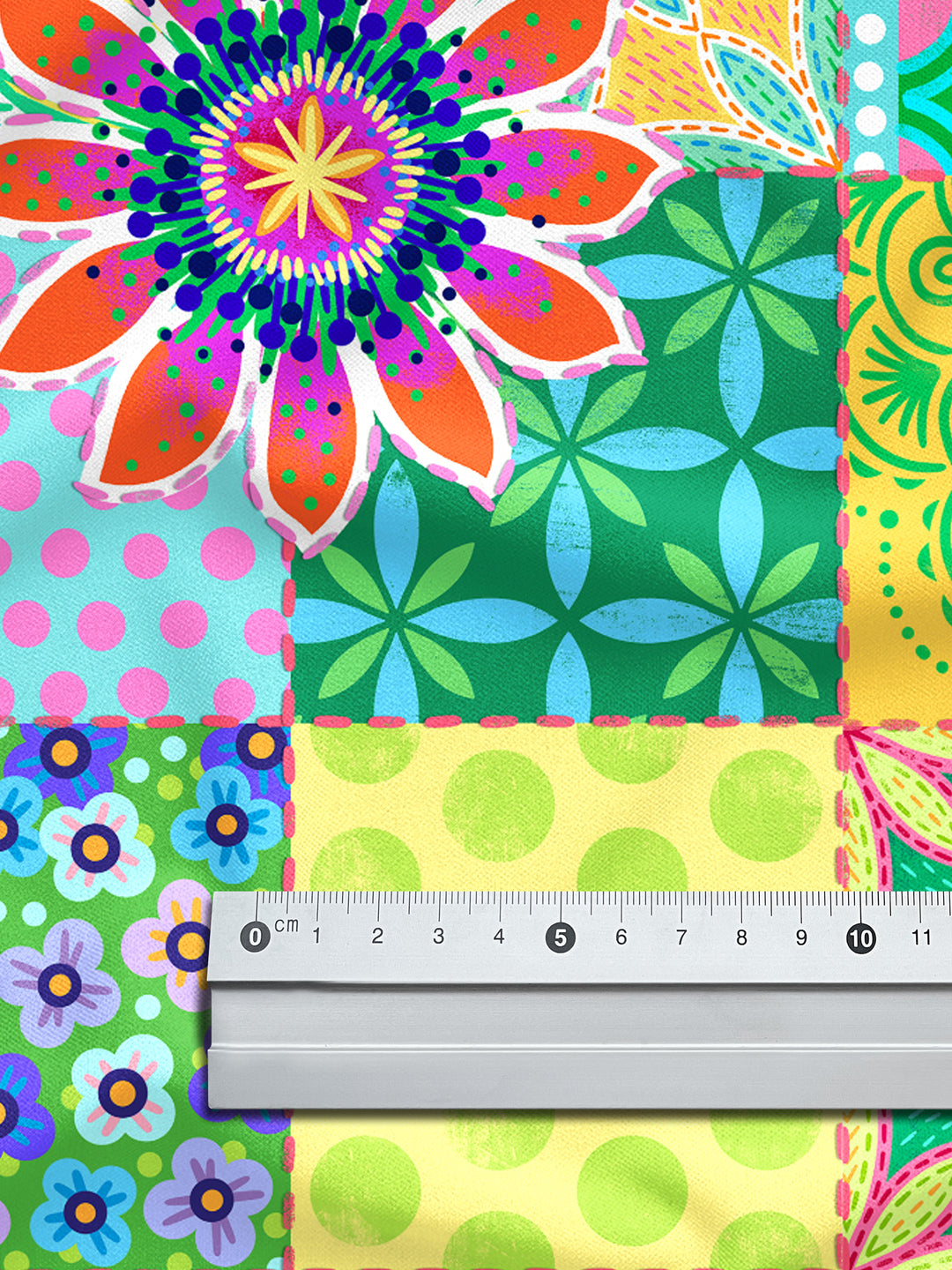 Patchwork Quadrate grün – Stoff