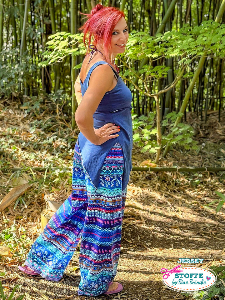 Boho-Bordüren blau – Stoff