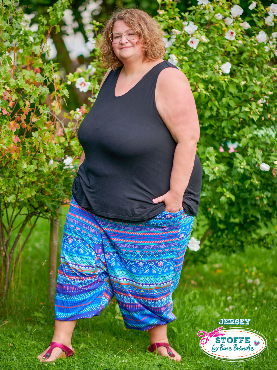 Boho-Bordüren blau – Stoff