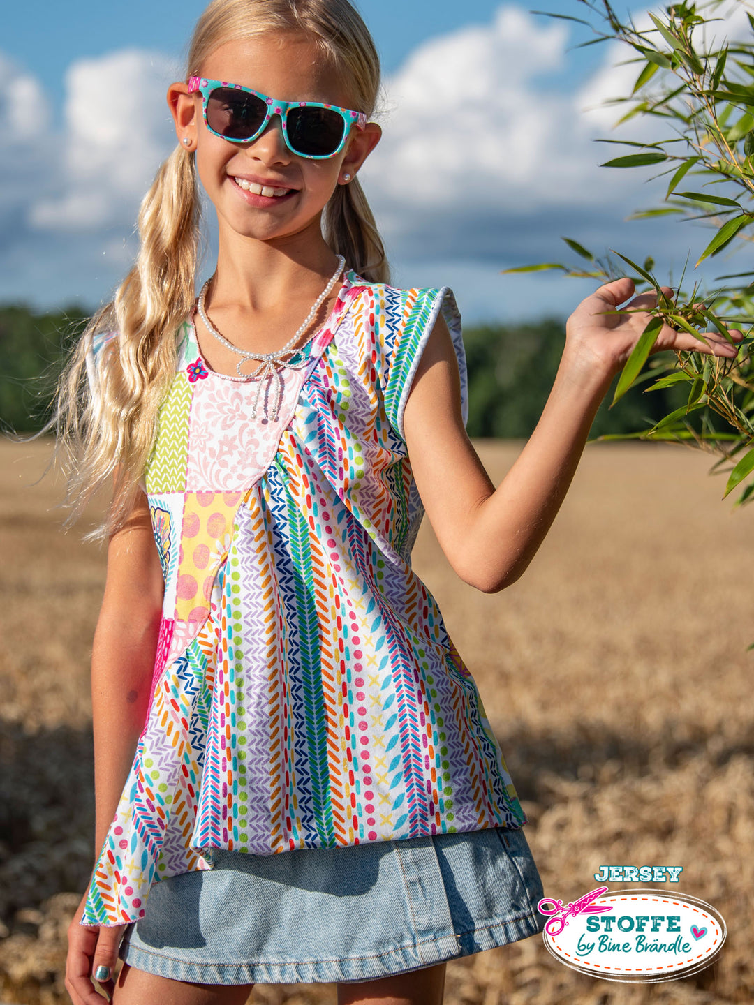 Patchwork Nähte weiß-bunt – Stoff