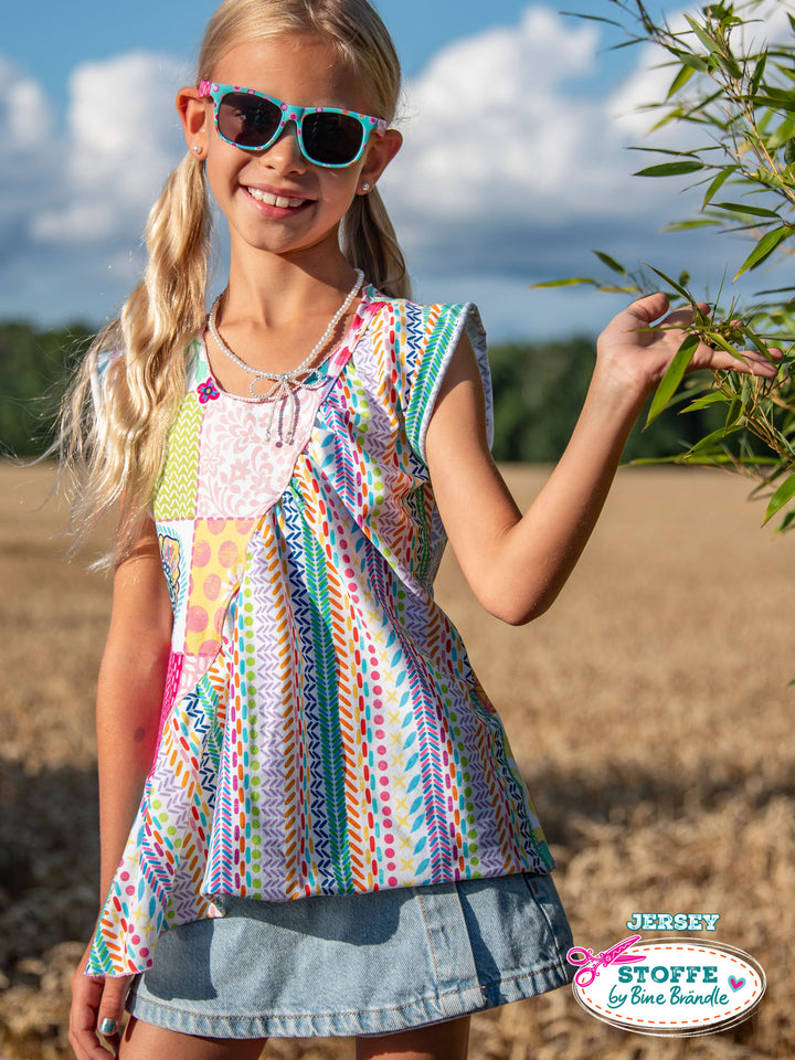 Patchwork Nähte weiß-bunt – Stoff