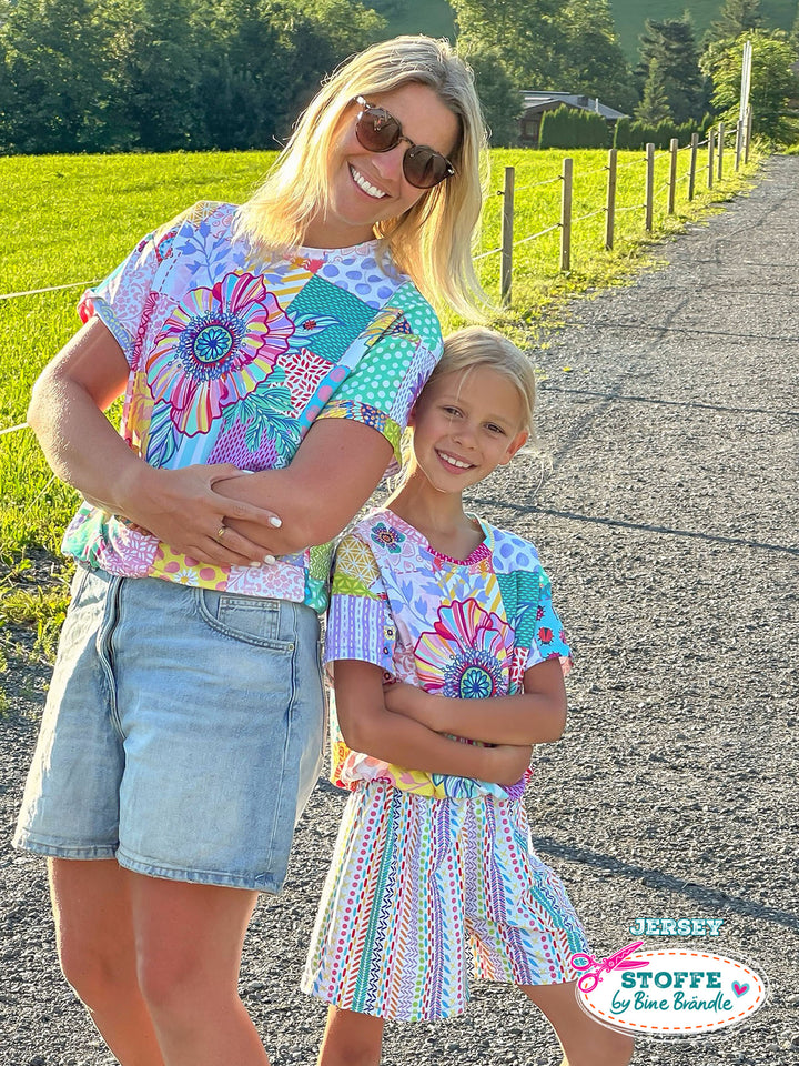 Patchwork Nähte weiß-bunt – Stoff