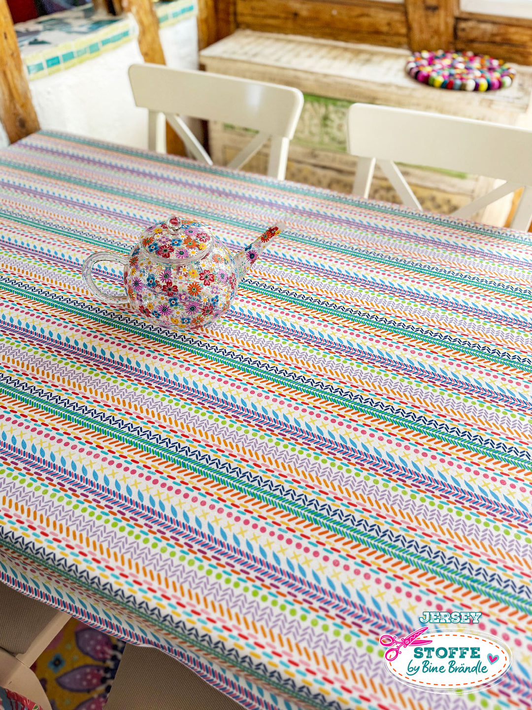 Patchwork Nähte weiß-bunt – Stoff