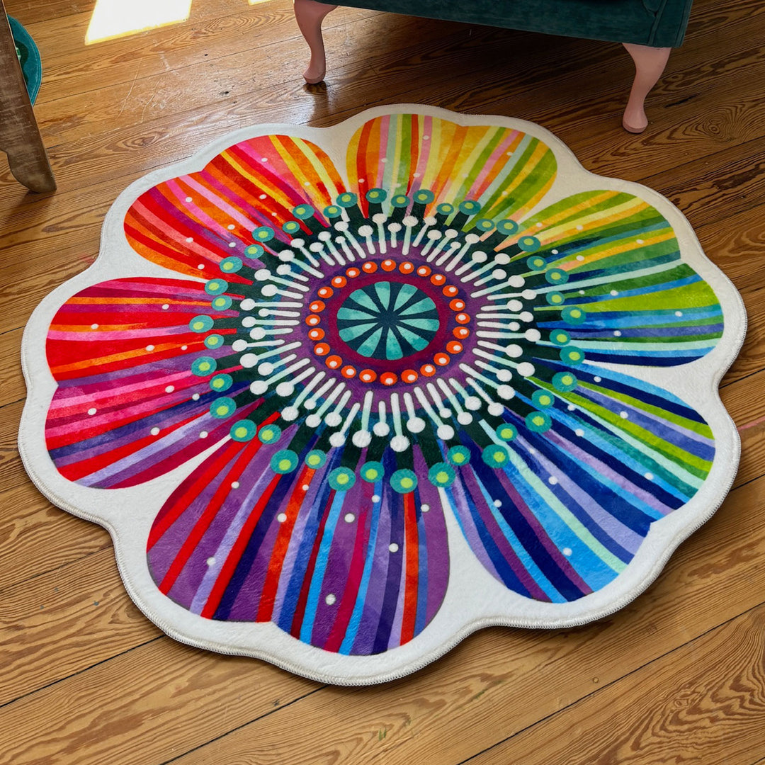 Teppich - Regenbogenblume Rund