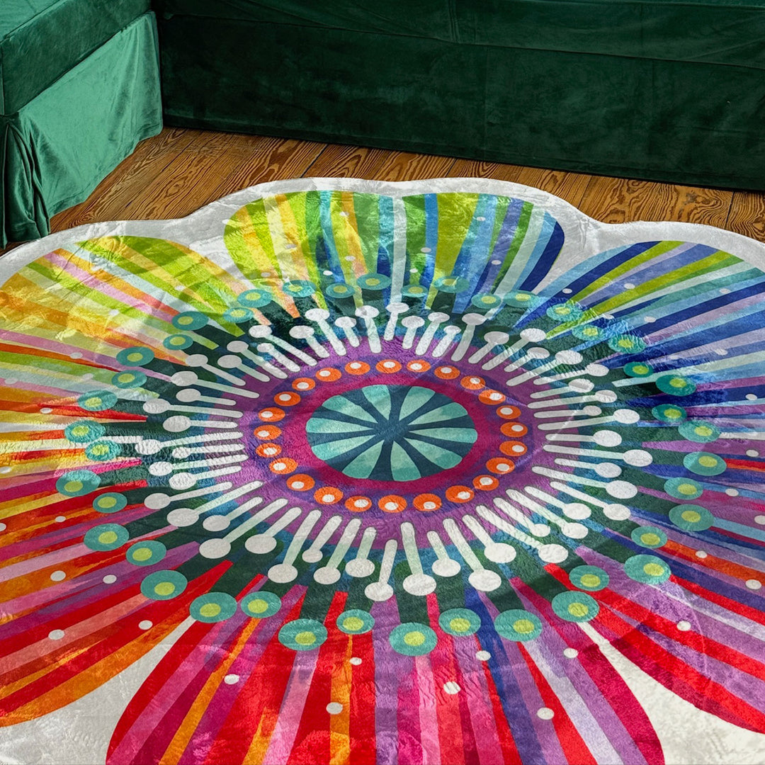 Teppich - Regenbogenblume Rund