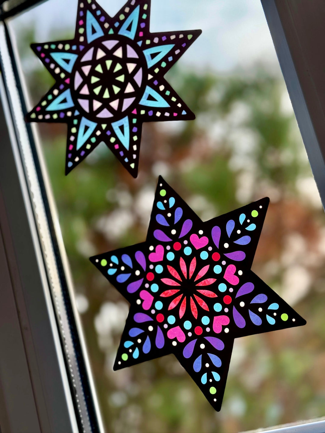 3er Bündel - Fensterfolie Stern + Blumen + Schmetterlinge