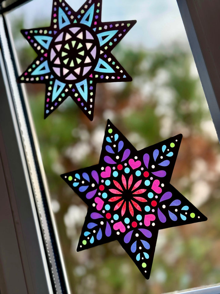 3er Bündel - Fensterfolie Stern + Blumen + Schmetterlinge