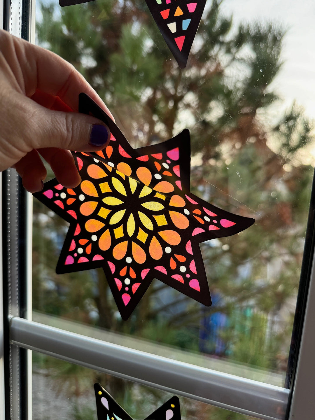 3er Bündel - Fensterfolie Stern + Blumen + Schmetterlinge