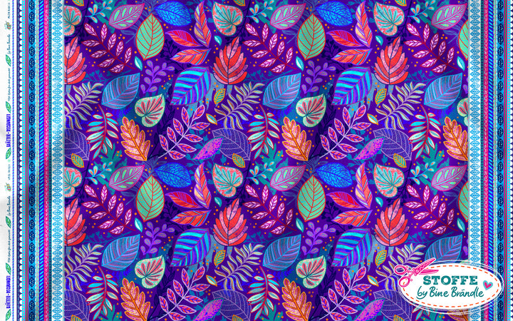 Blätter-Dschungel violett – Stoff