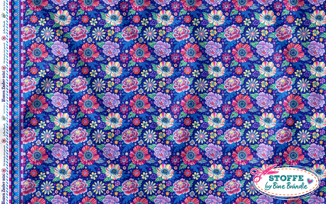 Blumenzauber MINI blau – Stoff