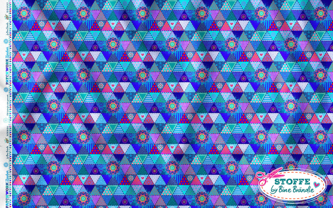 Patchwork Dreiecke dunkelblau - Stoff