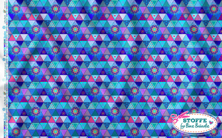 Patchwork Dreiecke dunkelblau - Stoff