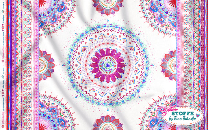 Mandalas weiß-rot – Stoff
