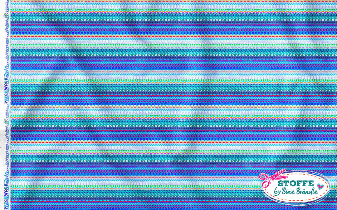 Patchwork Nähte blau - Stoff