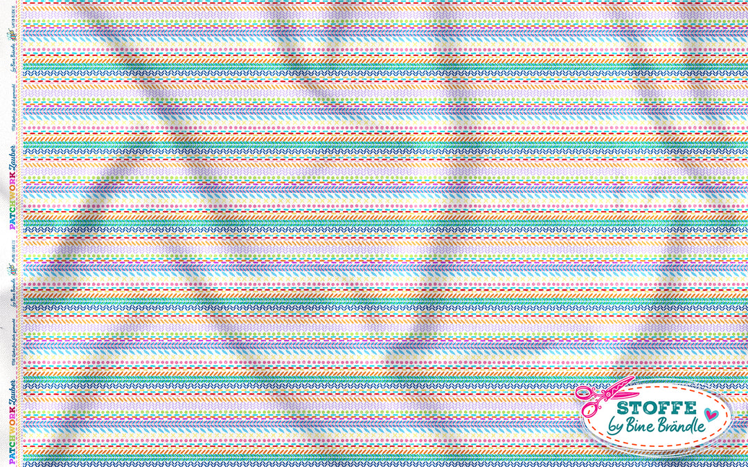 Patchwork Nähte weiß-bunt – Stoff