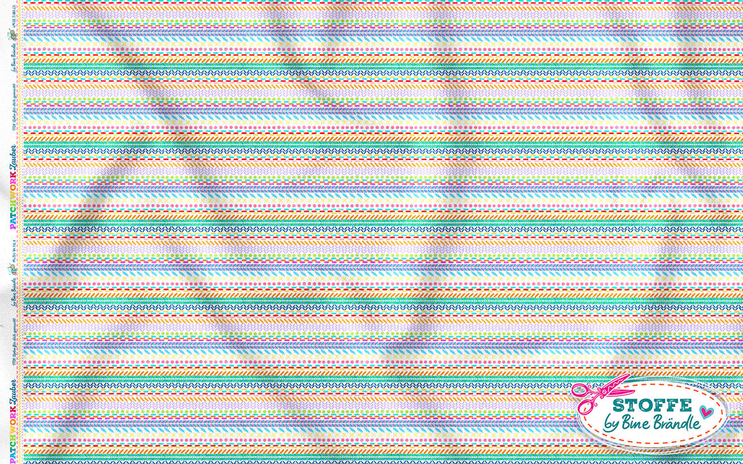 Patchwork Nähte weiß bunt - Stoff