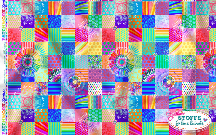 Patchwork Quadrate bunt - Stoff