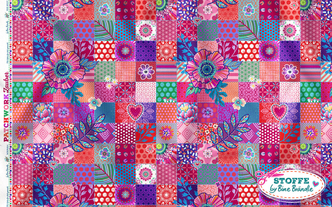 Patchwork Quadrate rot - Stoff