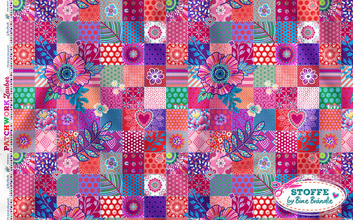 Patchwork Quadrate rot - Stoff